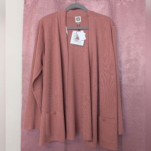 NWT Anne Klein Open Front Mauve Pink Lightweight Cardigan Sweater Dressy Casual